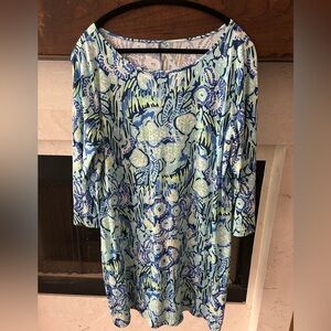 Lilly Pulitzer “Marlowe” Floral Blue and Green Dress-Sz XL